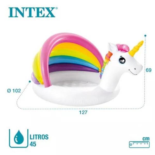 Imagem de Piscina arcoíris unicornio intex fundo inflado cobertura 45l