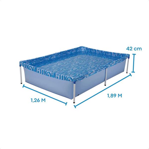 Imagem de Piscina Armação Infantil PVC 1000 Litros Desmontável Retangular 1,89 Metros Cor Azul - Mor 001002