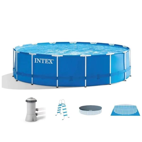 Imagem de Piscina Armação Redonda 16805 Litros + Bomba Filtro 220v Escada Proteção Fundo - Intex 220v 28242