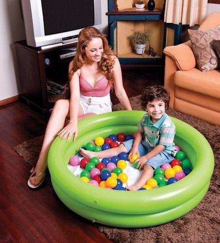 Imagem de Piscina Banheira Inflavel Infantil C/ Bolinhas Coloridas 130L Verde Mor