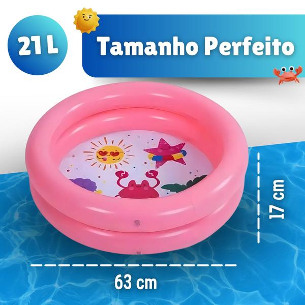 Imagem de Piscina Bebê Pequena Menino Menina Redonda 2 Anéis Verão Cor Rosa