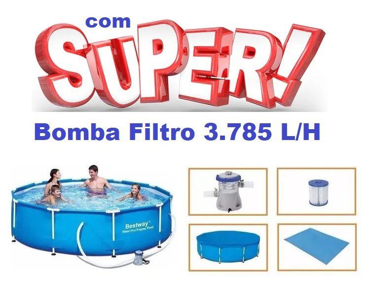 Imagem de Piscina Bestway 4678 Litros Standard com Bomba Filtro 3785 LH 220v Capa e Forro