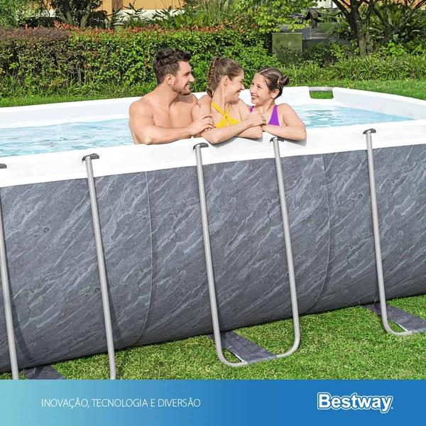 Imagem de Piscina Bestway 6478 Litros Retangular Power Steel com Escada e Bomba Filtro 110v 56727