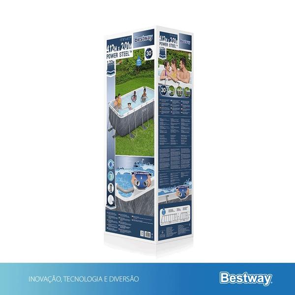 Imagem de Piscina Bestway 6478 Litros Retangular Power Steel com Escada e Bomba Filtro 110v 56727