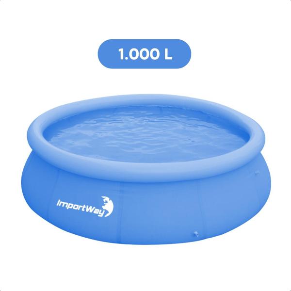 Imagem de Piscina Borda Inflável 1.000 Litros PVC 1,68 m x 51 cm Cor Azul Com Kit Reparo Importaway - IWPBI1000