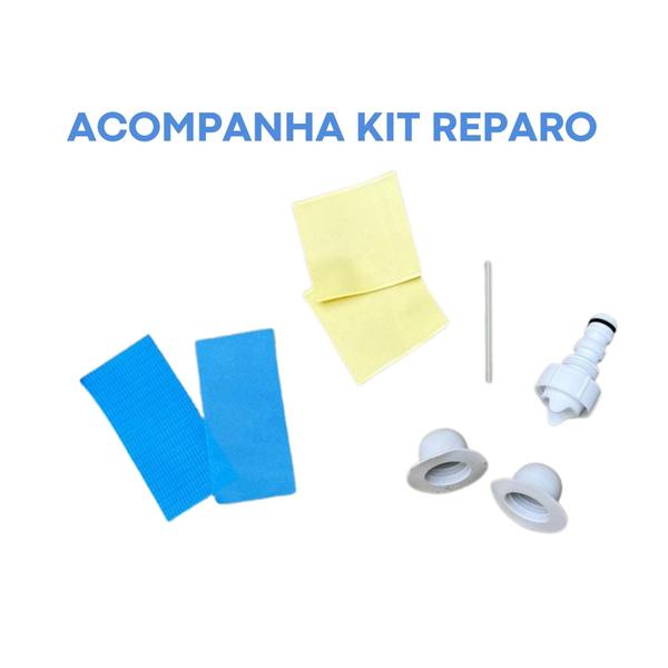 Imagem de Piscina Borda Inflável 1.000 Litros PVC 1,68 m x 51 cm Cor Azul Com Kit Reparo Importaway - IWPBI1000