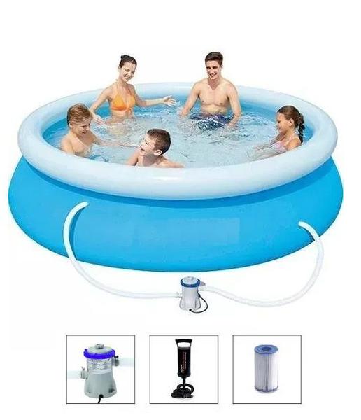 Imagem de Piscina Brink 2490 Litros Inflável com Bomba Filtro 110v e Bomba de Inflar - Bestway 2300