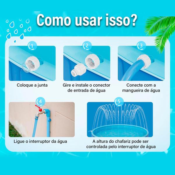 Imagem de Piscina Circular Esteira Infantil Em PVC Resistente Com Chafariz Jato D'Água Para Criança Pets