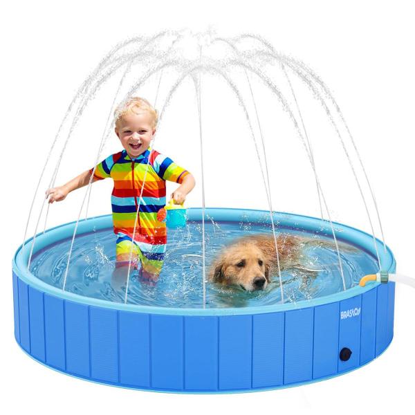 Imagem de Piscina Circular Esteira Infantil Em PVC Resistente Com Chafariz Jato D'Água Para Criança Pets