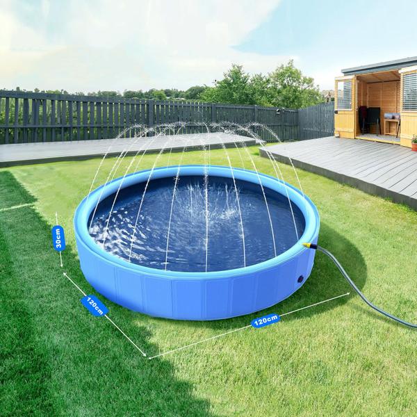 Imagem de Piscina Circular Esteira Infantil Em PVC Resistente Com Chafariz Jato D'Água Para Criança Pets