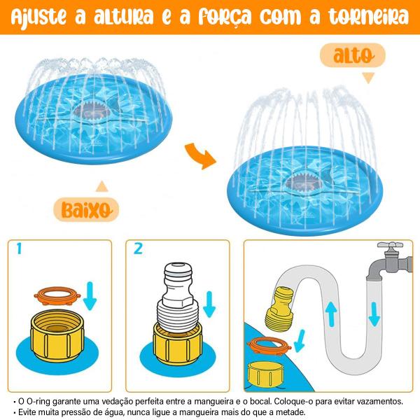 Imagem de Piscina Circular Esteira Infantil Em PVC Resistente Redonda 170cm Com Chafariz Jato D'Água Para Criança Pets