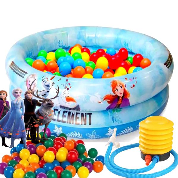 Imagem de Piscina Com Bolinhas Banheira Frozen Minnie Mickey Princesas Homem Aranha Azul Rosa 21 a 38 Litros Inflador