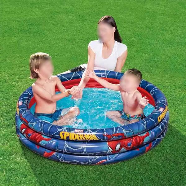 Imagem de Piscina Com Bolinhas Infantil 130 Litros Rosa Azul Verde Herois Criança Bebe Menina Menino Com Inflador