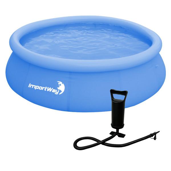 Imagem de Piscina com Borda Inflável Redonda 1000 Litros 1.68m x 51cm Azul + Bomba de Ar Importway Iwpbi1000