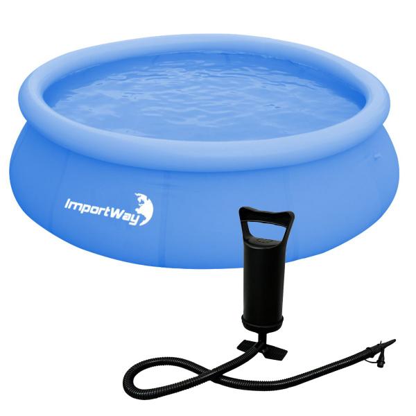 Imagem de Piscina com Borda Inflável Redonda 4600 Litros 3m x 76cm Azul + Bomba de Ar Importway Iwpbic4600