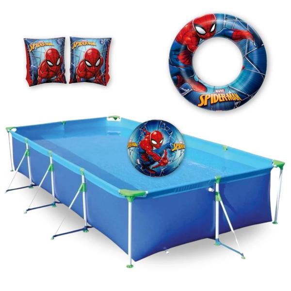 Imagem de Piscina de Armacao 6200l + Bola Inflavel + Boias Das Homem Aranha  Mor 