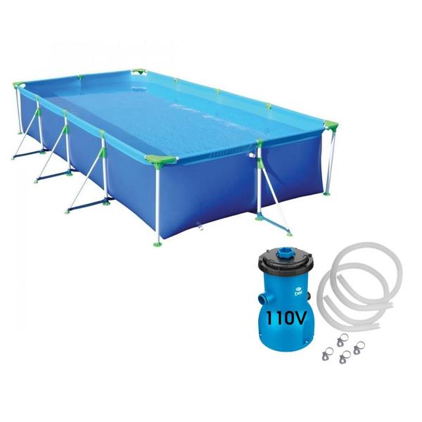 Imagem de Piscina de Armacao Premium Retangular 6200l  Bomba 3028 Litros Por Hora  Kit 