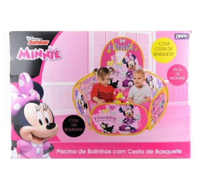 Imagem de Piscina De Bolinha Minnie Com Cesta De Basquete 100 Bolinhas