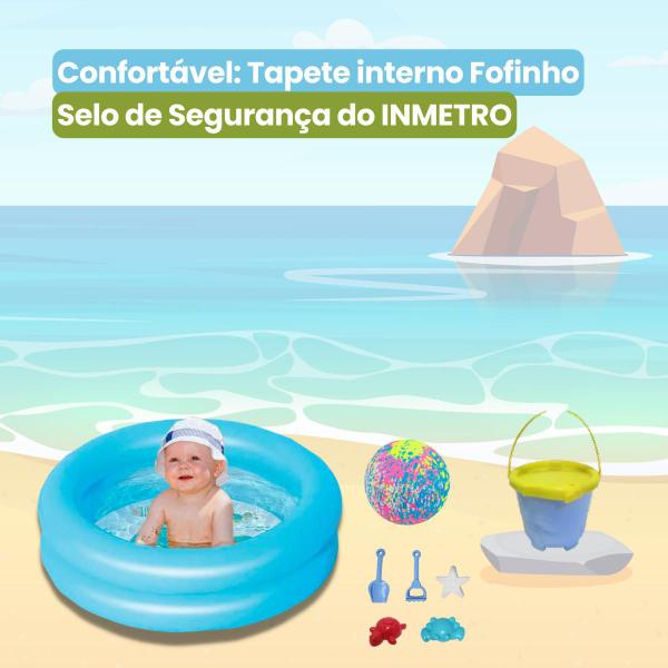 Imagem de Piscina de Bolinhas Infantil Inflável 28L com Kit Praia e Balde  Diversão Segura para Bebês e Crianças