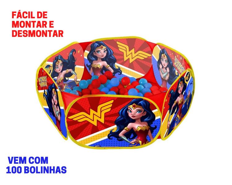 Piscina de bolinhas mulher maravilha c/ 100 bolinhas portátil zippy toys - ZIPPYTOYS Imagem de Piscina de bolinhas mulher maravilha c/ 100 bolinhas portátil zippy toys