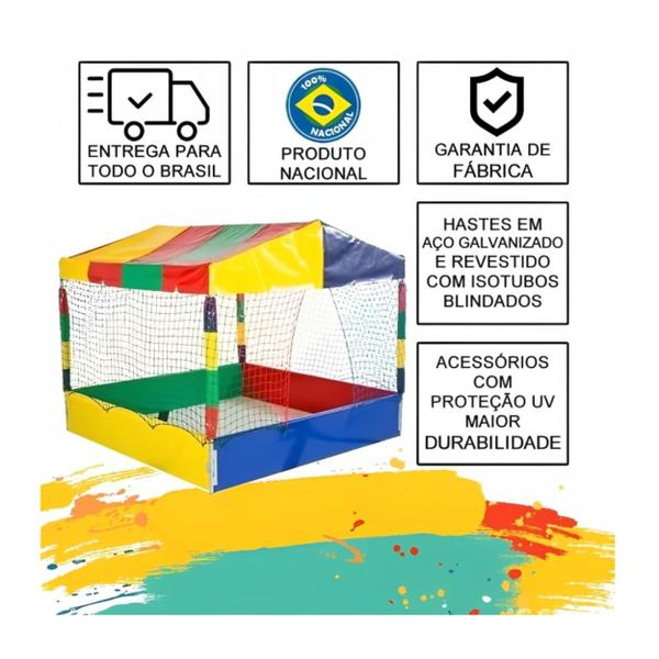 Imagem de Piscina de Bolinhas Quadrada 1,50m + Escorregador Médio Premium