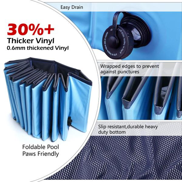 Piscina dobrável para cães e animais de estimação Jasonwell dobrável 48 cm azul Imagem de Piscina dobrável para cães e animais de estimação Jasonwell dobrável 48 cm azul