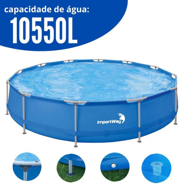 Imagem de Piscina Estruturada Redonda 10550 Litros 4.2m x 84cm Reforçada Azul + Filtro 110V Importway Iwpi-003