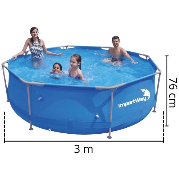 Imagem de Piscina Estruturada Redonda 5200 Litros 3m x 76cm Azul Importway Iwpbe5200