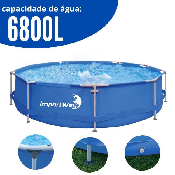 Imagem de Piscina Estruturada Redonda 6800 Litros 3.6m x 76cm Azul Importway Iwpi002