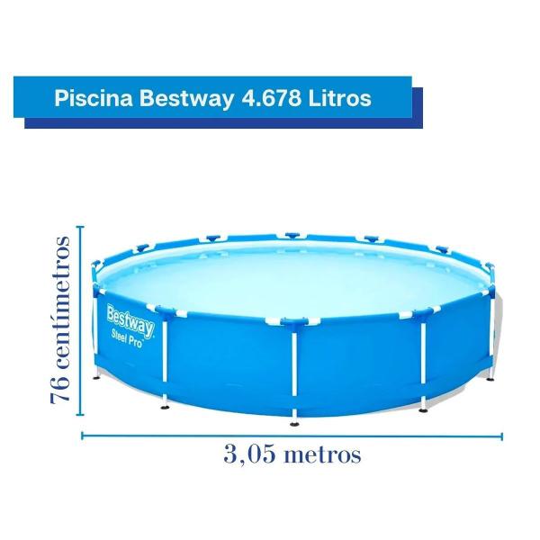 Imagem de Piscina Estrutural Redonda Bestway Steel Pro 4678 Litros