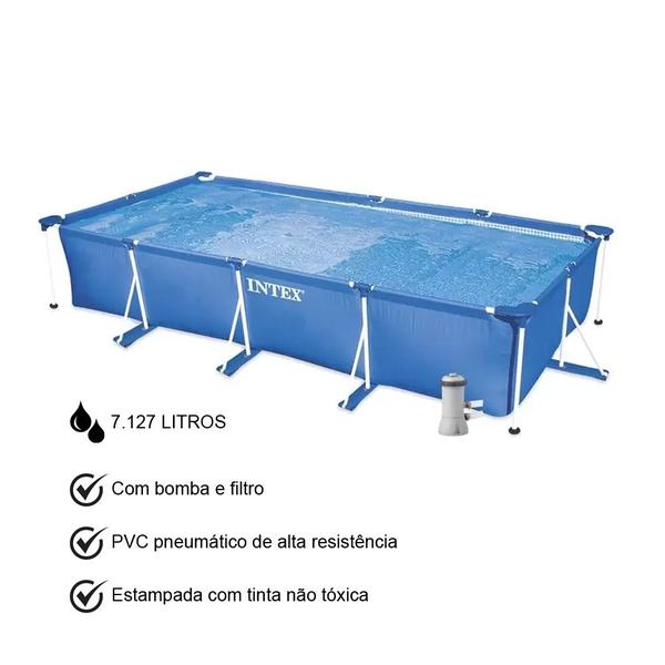 Imagem de Piscina Estrutural Retangular 7.127 Litros Intex Com Bomba e Filtro