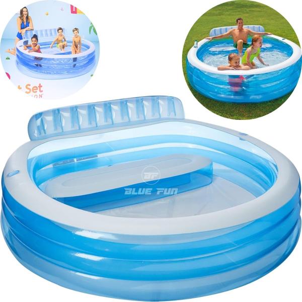 Imagem de Piscina Familiar Inflável Assento Lounge Pool 590L Azul Intex 57190