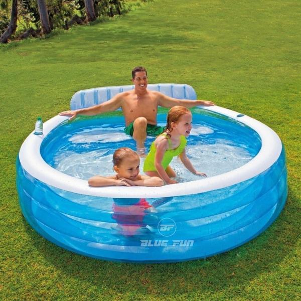 Imagem de Piscina Familiar Inflável Assento Lounge Pool 590L Azul Intex 57190