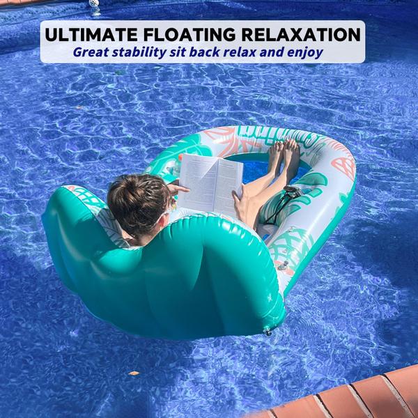 Imagem de Piscina flutuante para adultos com dossel UPF50+ verde extra grande