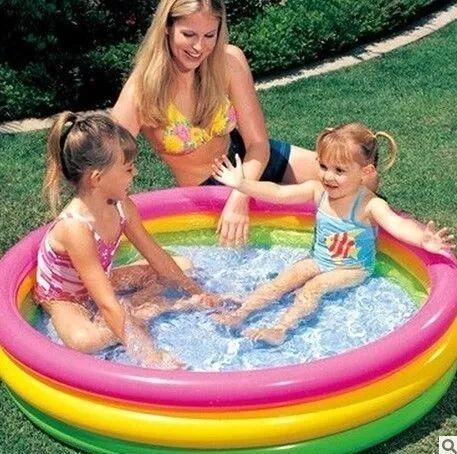 Imagem de Piscina Infantil 131L segura Fundo Acolchoado + bomba de ar