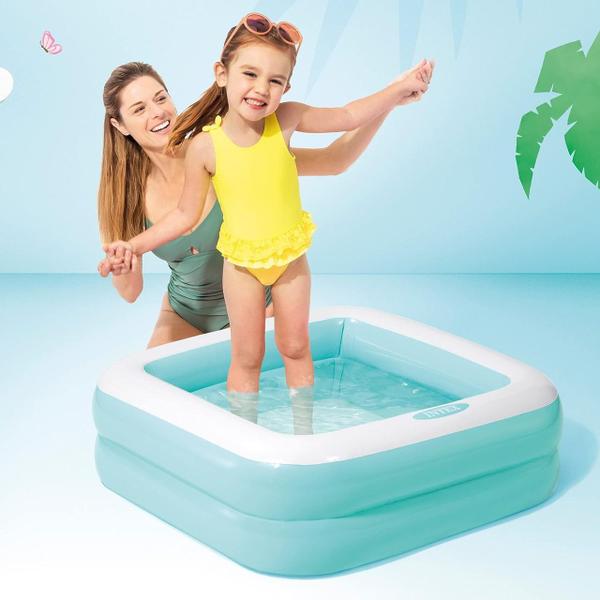 Piscina Infantil 57L Azul Fundo Inflável - Intex 57100 Imagem de Piscina Infantil 57L Azul Fundo Inflável - Intex 57100