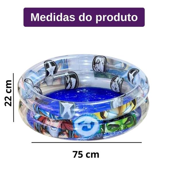 Imagem de Piscina Infantil 70 Litros Avengers Herois Menino Bebe Banheira h70 Azul