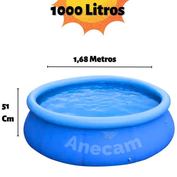 Imagem de Piscina Infantil Adulto 1000 Litros 1,68x51 Cm Para Família 