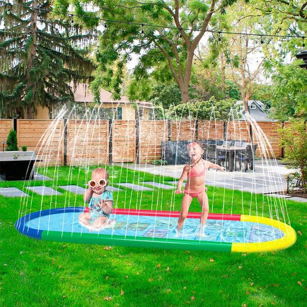 Imagem de Piscina Infantil Antiderrapante Esteira Chafariz Fonte Bebê Criança Brinquedo Interativo ao Ar Livre Splash Sprinkler