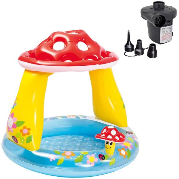 Imagem de Piscina infantil cogumelo 45l  cobertura uv + bomba elétrica