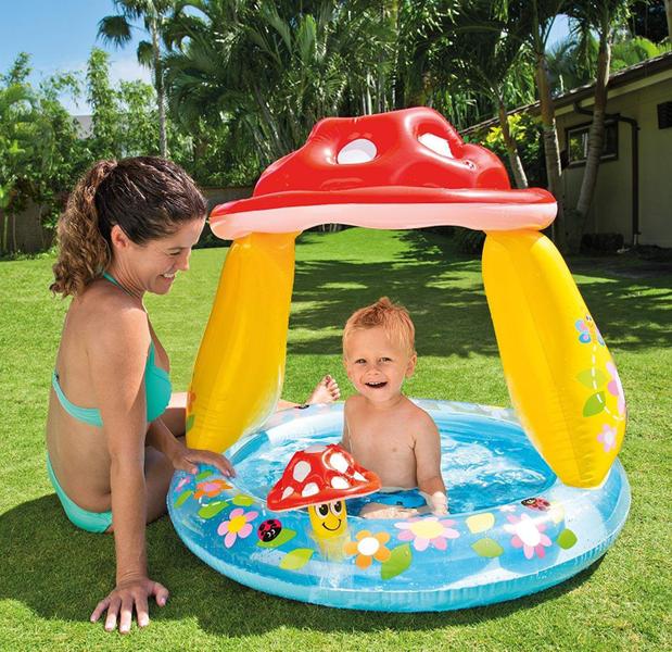 Imagem de Piscina Infantil Cogumelo Divertido 45L Com Cobertura -Intex