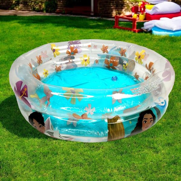 Imagem de Piscina Infantil Com Bolinhas 21 a 38 Litros Princesas Moana Homem Aranha Criança Bebê Menina Menino Banheira Inflador Cavalinho Musical