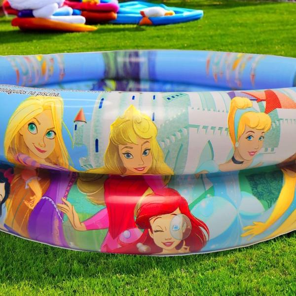 Imagem de Piscina Infantil Com Bolinhas 21 a 38 Litros Princesas Moana Homem Aranha Criança Bebê Menina Menino Banheira Inflador Cavalinho Musical