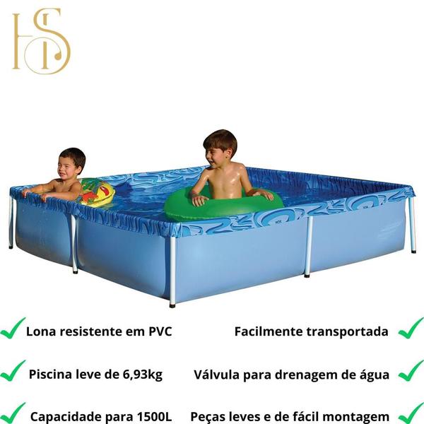 Imagem de Piscina Infantil Criança Quadrada Estrutural PVC 1500 litros - Mor