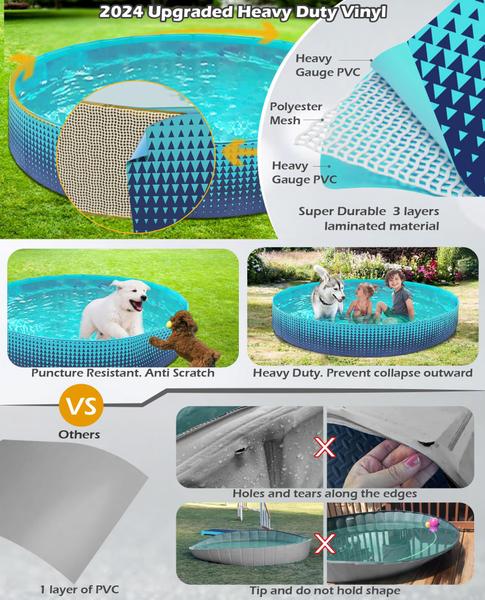 Piscina infantil dobrável para cães Jasonwell, plástico rígido, 150 cm Imagem de Piscina infantil dobrável para cães Jasonwell, plástico rígido, 150 cm