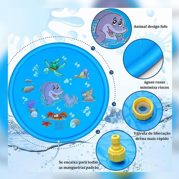 Imagem de Piscina Infantil Esteira C/ Chafariz Jato D'Água PVC Reforçado 170cm Circular P/ Crianças e Animais