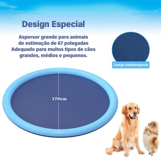 Imagem de Piscina Infantil Esteira C/ Chafariz Jato D'Água PVC Reforçado 170cm Circular P/ Crianças e Animais