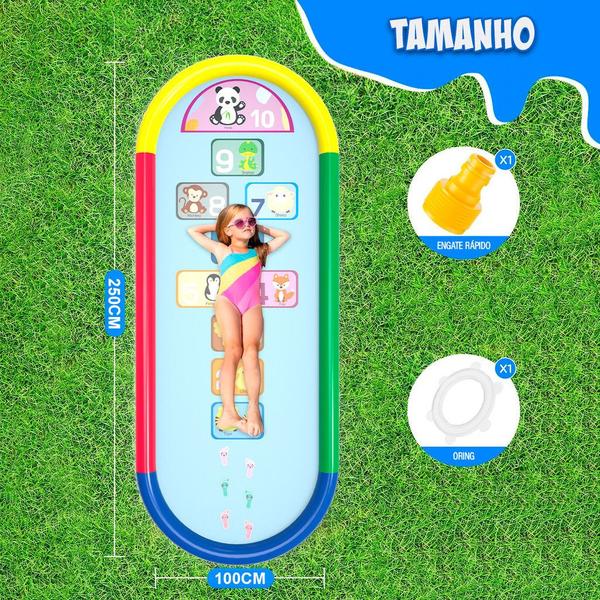 Imagem de Piscina Infantil Esteira Chafariz Fonte Bebê Criança Antiderrapante Brinquedo Interativo ao Ar Livre Splash Sprinkler