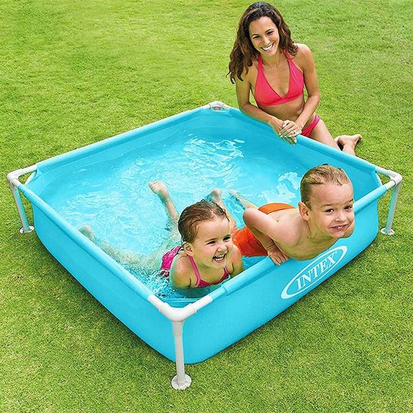 Piscina Infantil Estrutural Retangular Azul 337l - Intex Imagem de Piscina Infantil Estrutural Retangular Azul 337l - Intex