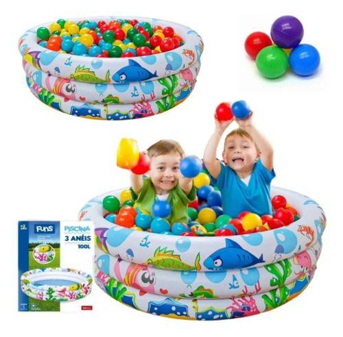 Imagem de Piscina Infantil Inflável 100 Litros Colorida + 100 Bolinhas